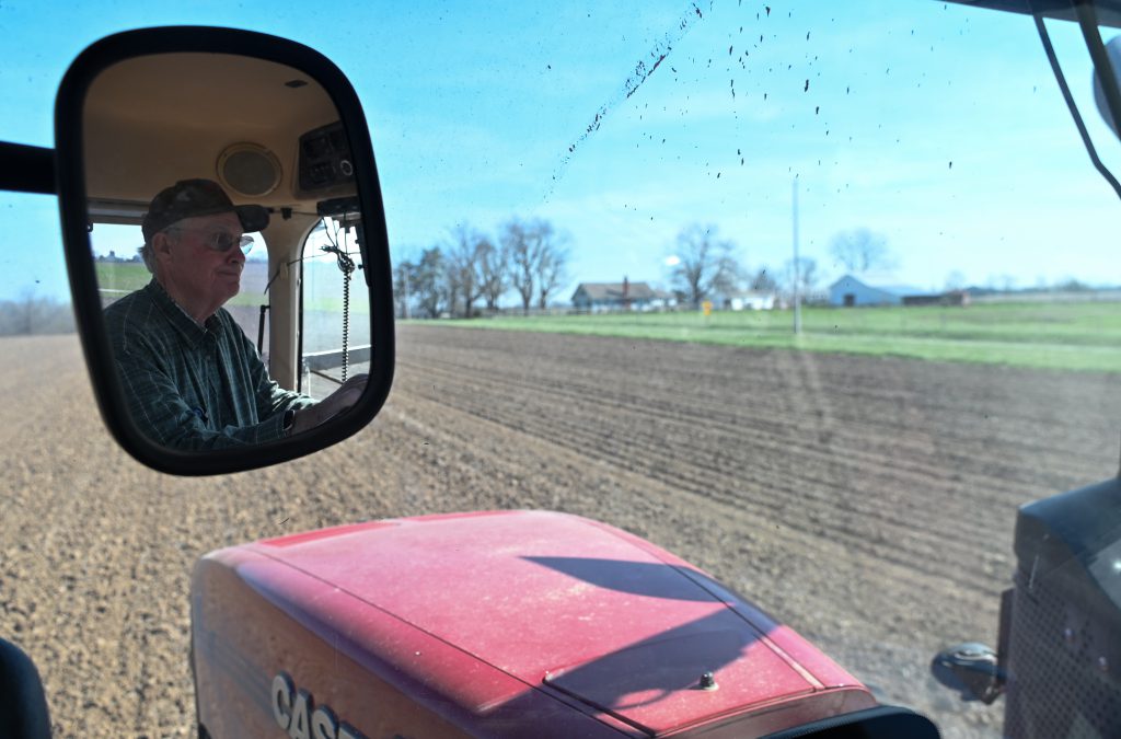 Today, the Glenns are still running their family farm in Columbia, growing corn, soybeans and hay. But about 25 years ago they transitioned to a majority no-till operation, no longer digging up the first few inches of soil before planting. Their fields are now filled with big clumps of dirt and old roots from previous harvests.