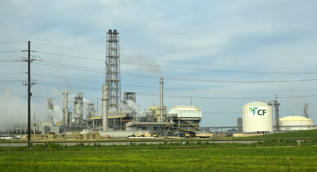 CF Industries’ Donaldsonville facility, photographed on March 13, 2023, is the largest nitrogen fertilizer plant in North America. Photo by Lauren Whiddon/WUFT News