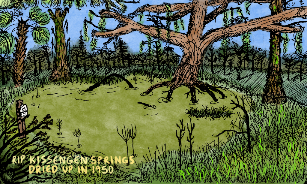 illustration of Kissengen Springs, Florida, which dried up in 1950
