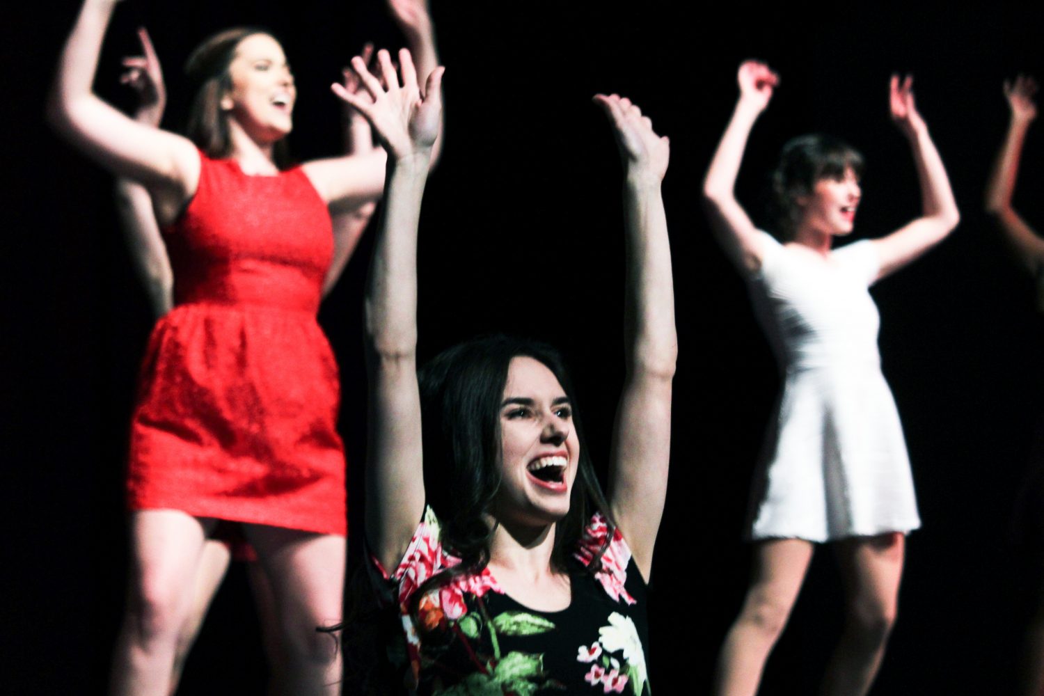 Cao's students Sophia Young, Cassidy Egidi and Lauren Crandall perform at Splendor: Welcome to the ‘60s, a benefit gala hosted by the UF School of Music and the School of Theatre and Dance. The fundraiser helps provide scholarships and more travel opportunities for the students. (Stephanie Strickland/WUFT News)