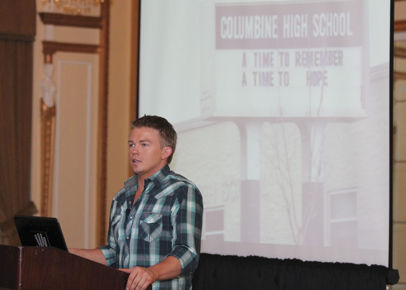 Craig Scott speaks to a group of students about his experience. (Photo courtesy of Craig Scott)