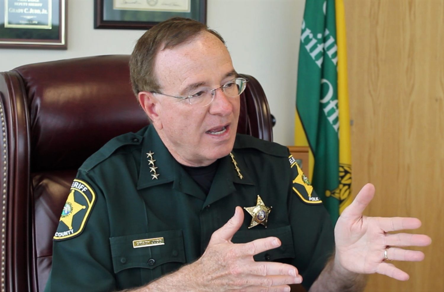 Sheriff Grady Judd describes one of the first guardian-style programs he implemented in Polk County (Lauren Reynolds/WUFT News).