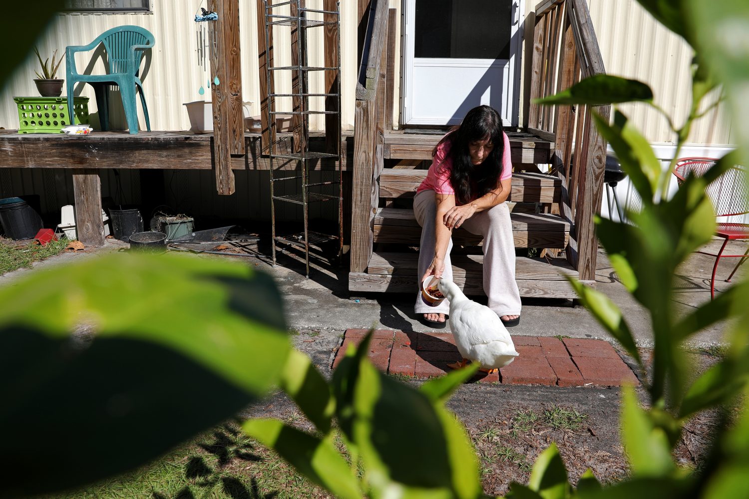 Jackie Leonis says high utility bills have impacted her ability to buy food for herself and her animals. Transportation challenges prevent her from trying to navigate social services. Photo by Drea Cornejo.