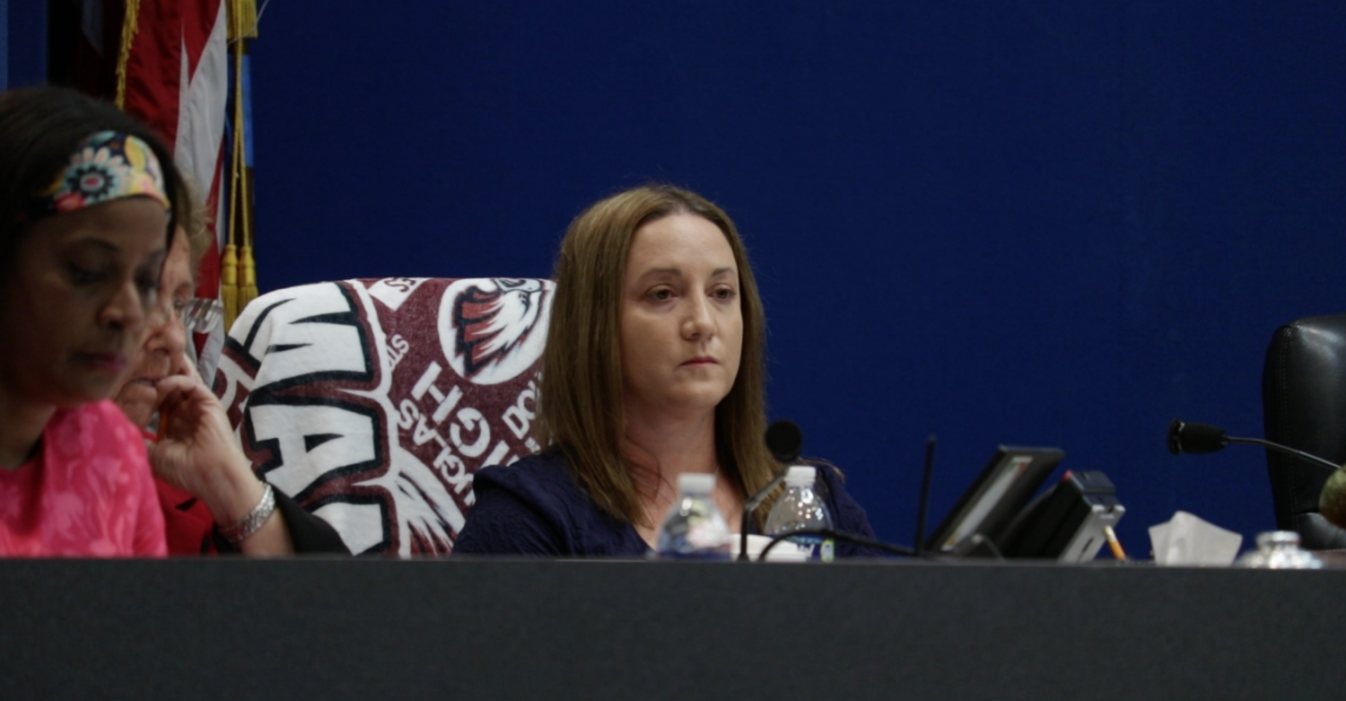 Lori Alhadeff represents District 4 at a Broward County School Board meeting in March 2019, when she moved for the Board to vote on removing superintendent Robert Runcie (Meredith Sheldon/WUFT News).