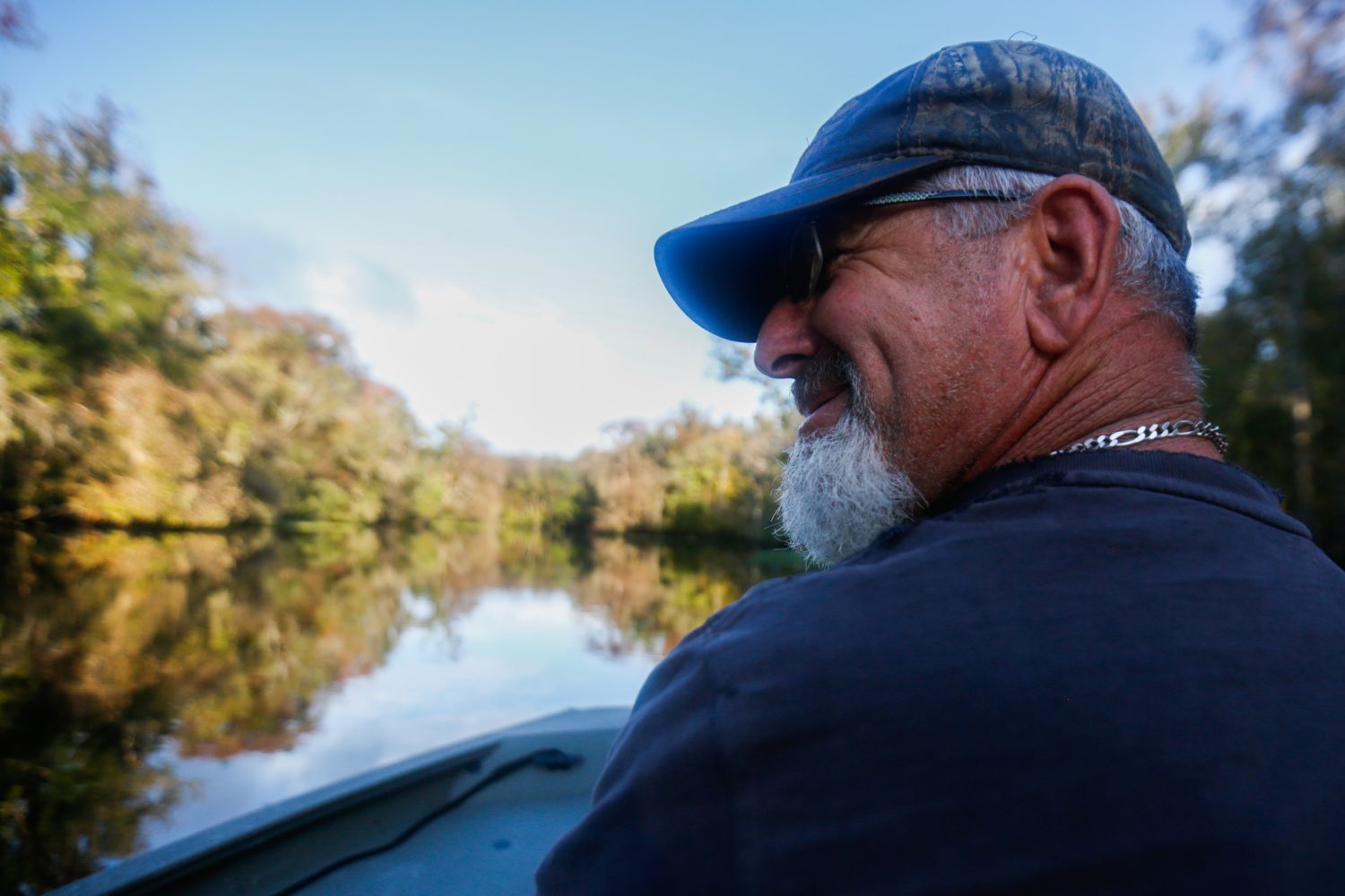 Richie Smith laughs at a comment Alex Horton made while hunting on October 26, 2019. Earlier Smith said with a laugh that a mutual friend of the two didn't seem to like him too much, which prompted Horton to tease back, "most people don't Richie." (Chris Day/Fresh Take Florida)
