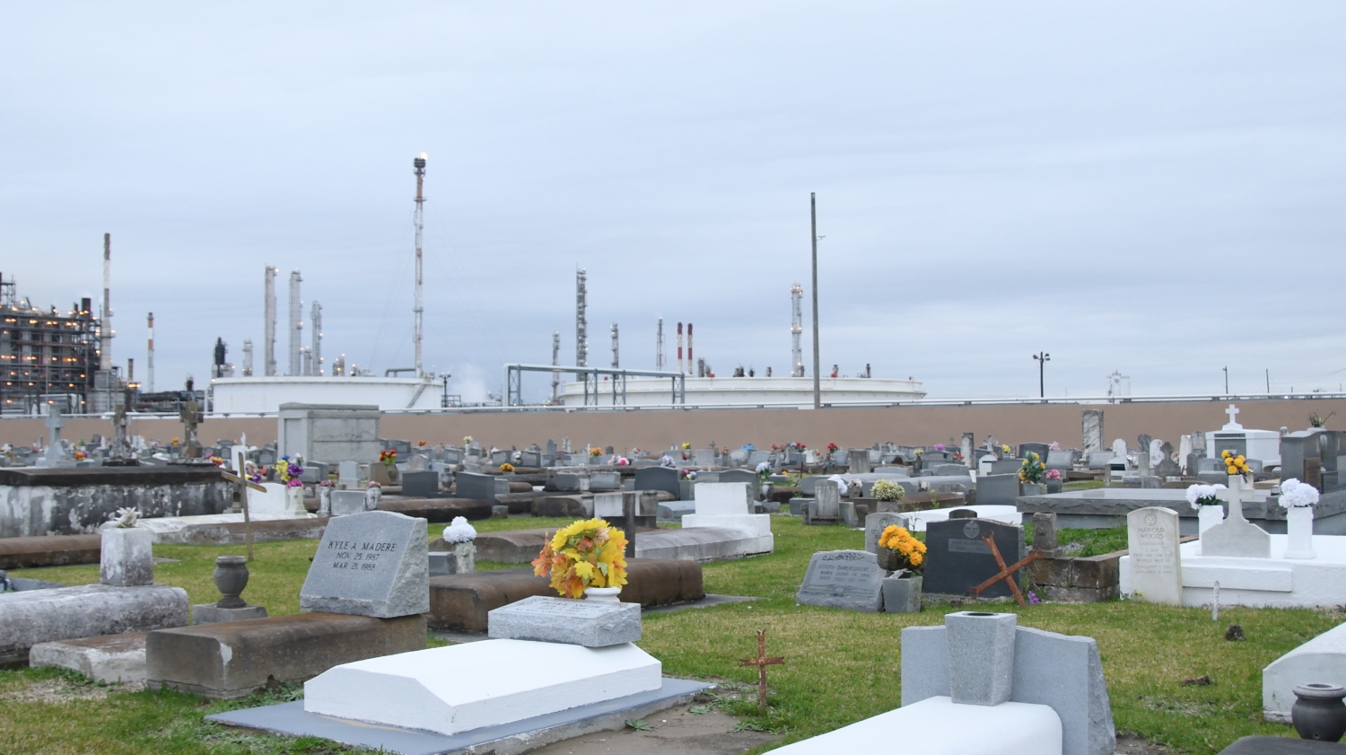 Industrial plants built around communities that were already in place. In some cases, cemeteries with buried loved ones are now surrounded by pollution. (Photo/Grace King)