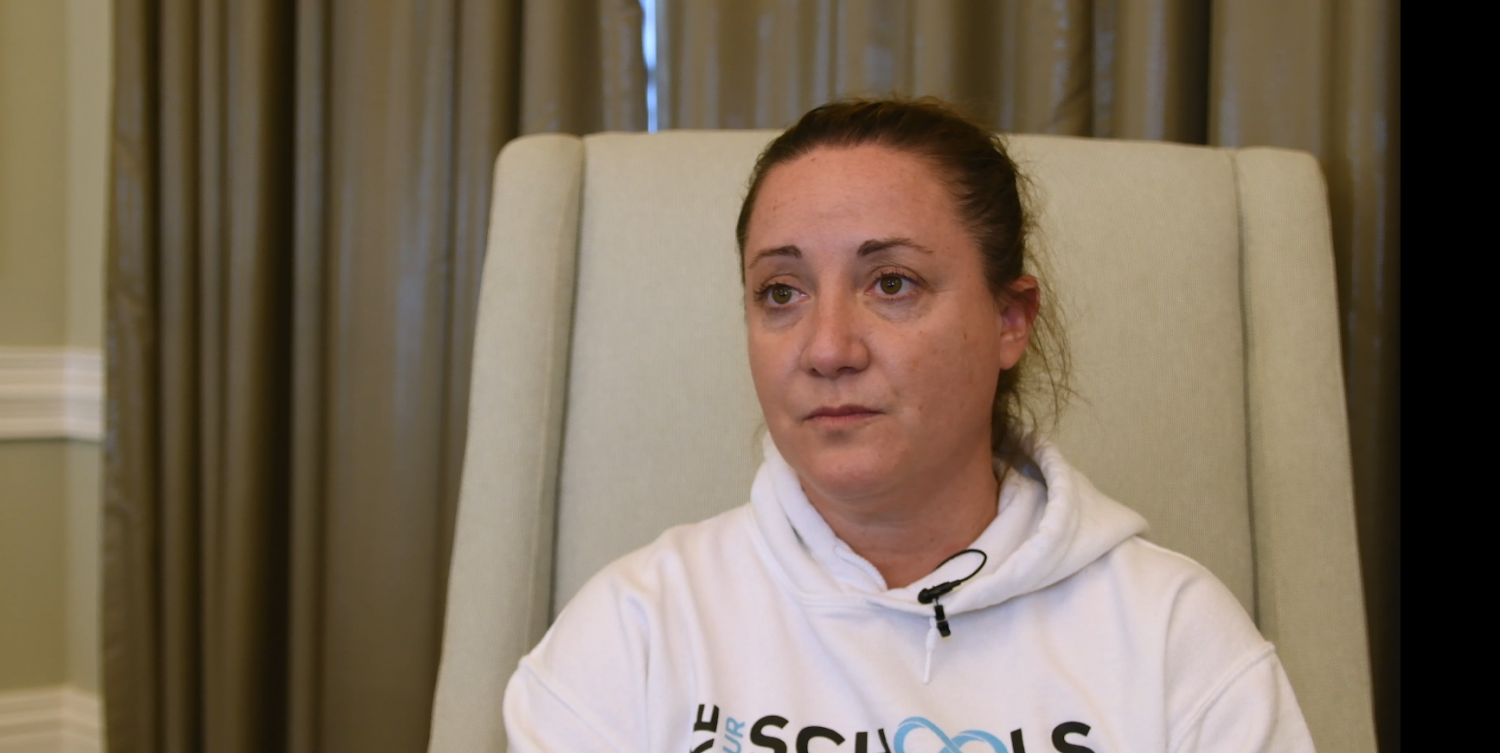 Lori Alhadeff wears a sweatshirt in honor of her daughter Alyssa, who was one of the 17 victims killed in the shooting at Marjory Stoneman Douglas High School. She is one of many in the community fighting for changes to be made in schools (Grace King/WUFT News).