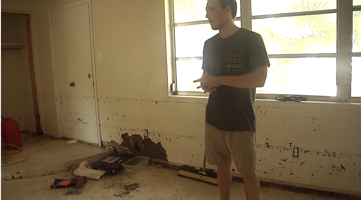 When Seth Locker and Mark Coleman woke up the morning of Sept. 11, there was over a foot of water in their rental home.  “I rolled out in my pajamas and just started getting up,” Coleman, a University of Florida student said. “I [saw] the water everywhere and I know I grabbed my guitar first.”  Locker and Coleman’s rental home, located along NW 34th St. in Gainesville, was completely flooded after Hurricane Irma swept through the North Central Florida area. They were forced to crawl out through a small window in the living room after the water level rose to nearly four feet inside their home. 